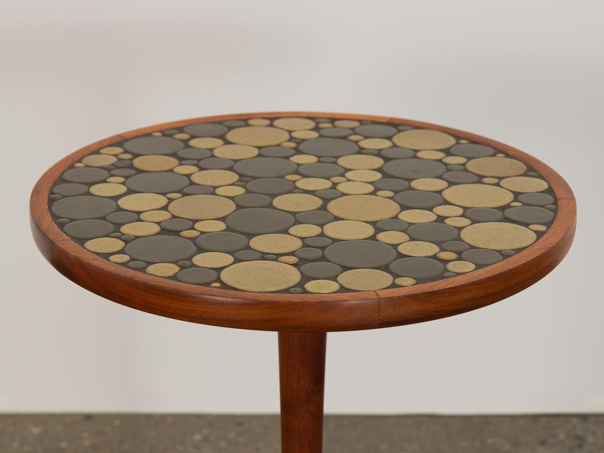 Turned Martz Coin Tile Side Table For Sale