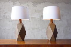Martz Geometric Ceramic Table Lamps, Pair