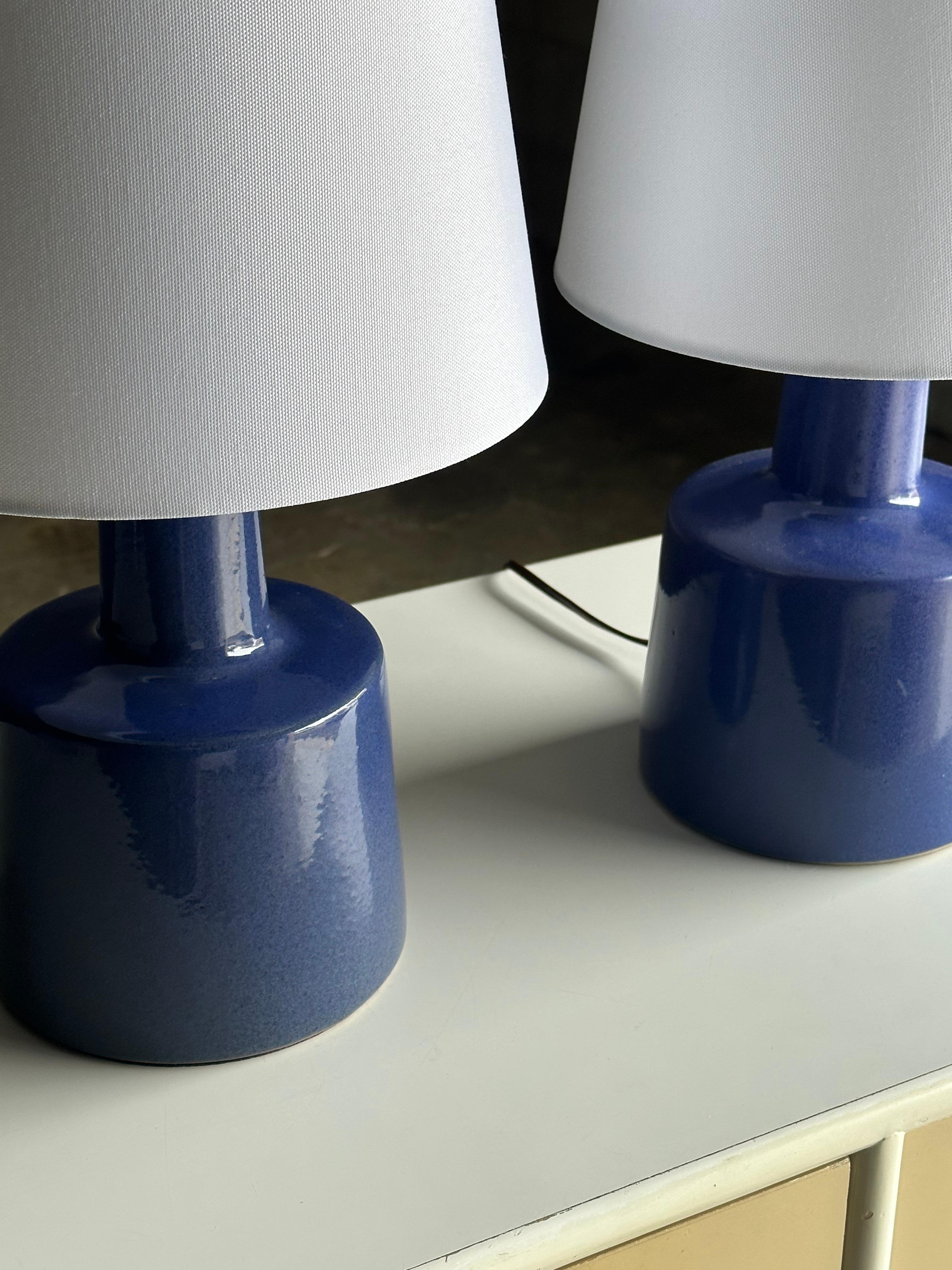 American Martz Lamps by Jane and Gordon Martz for Marshall Studios, Blue, Ceramic For Sale