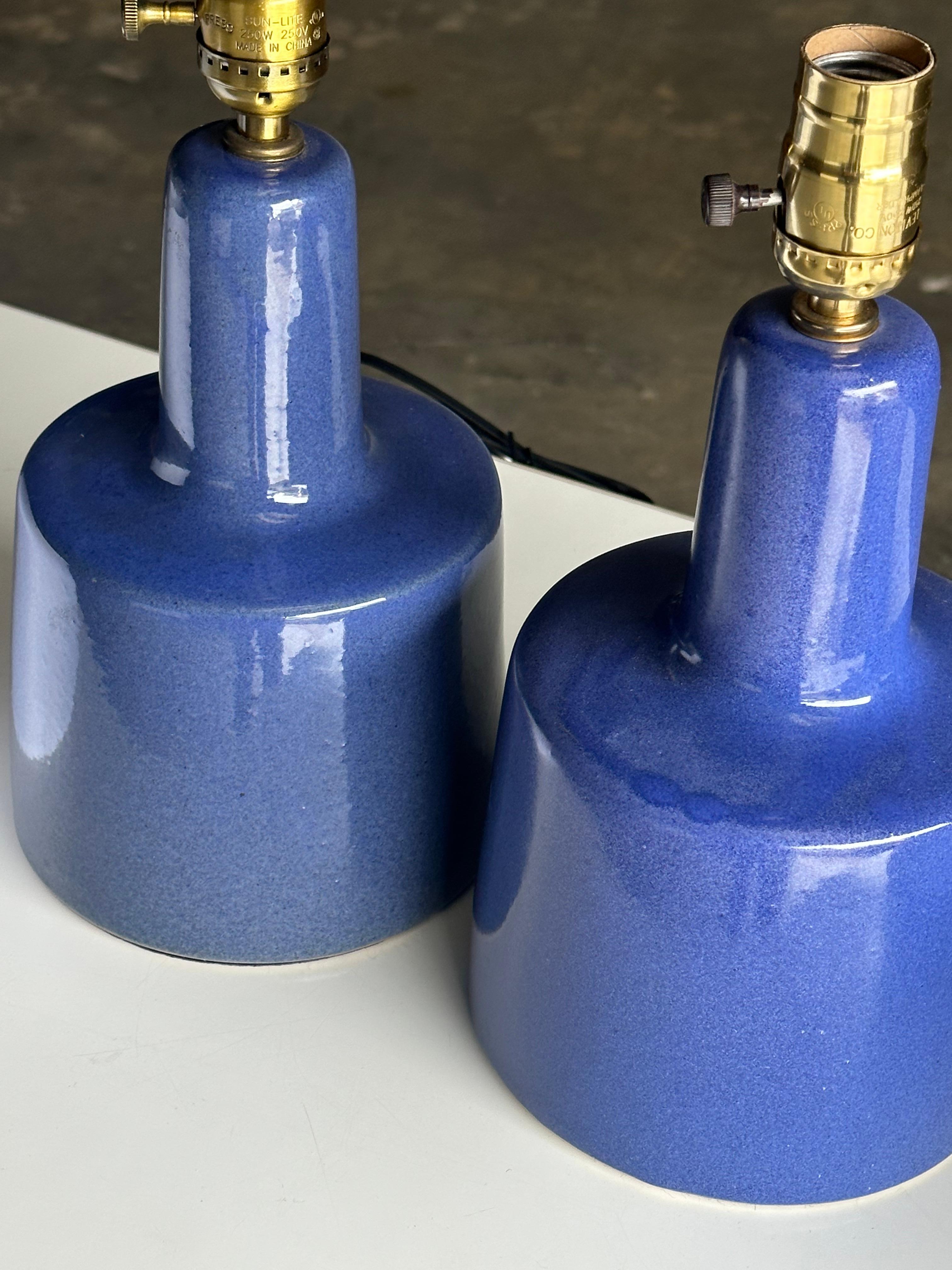 Late 20th Century Martz Lamps by Jane and Gordon Martz for Marshall Studios, Blue, Ceramic For Sale