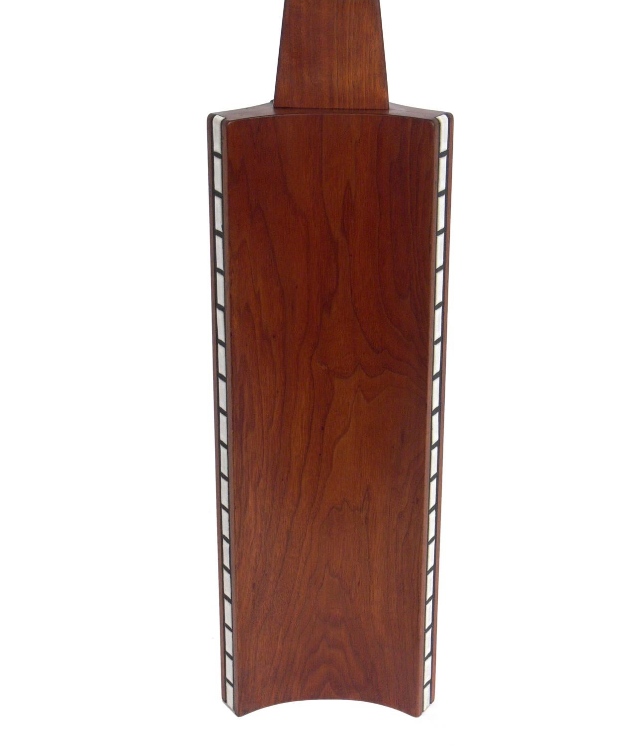 Mid-Century Modern Martz Large Scale Walnut and Tile Lamp For Sale