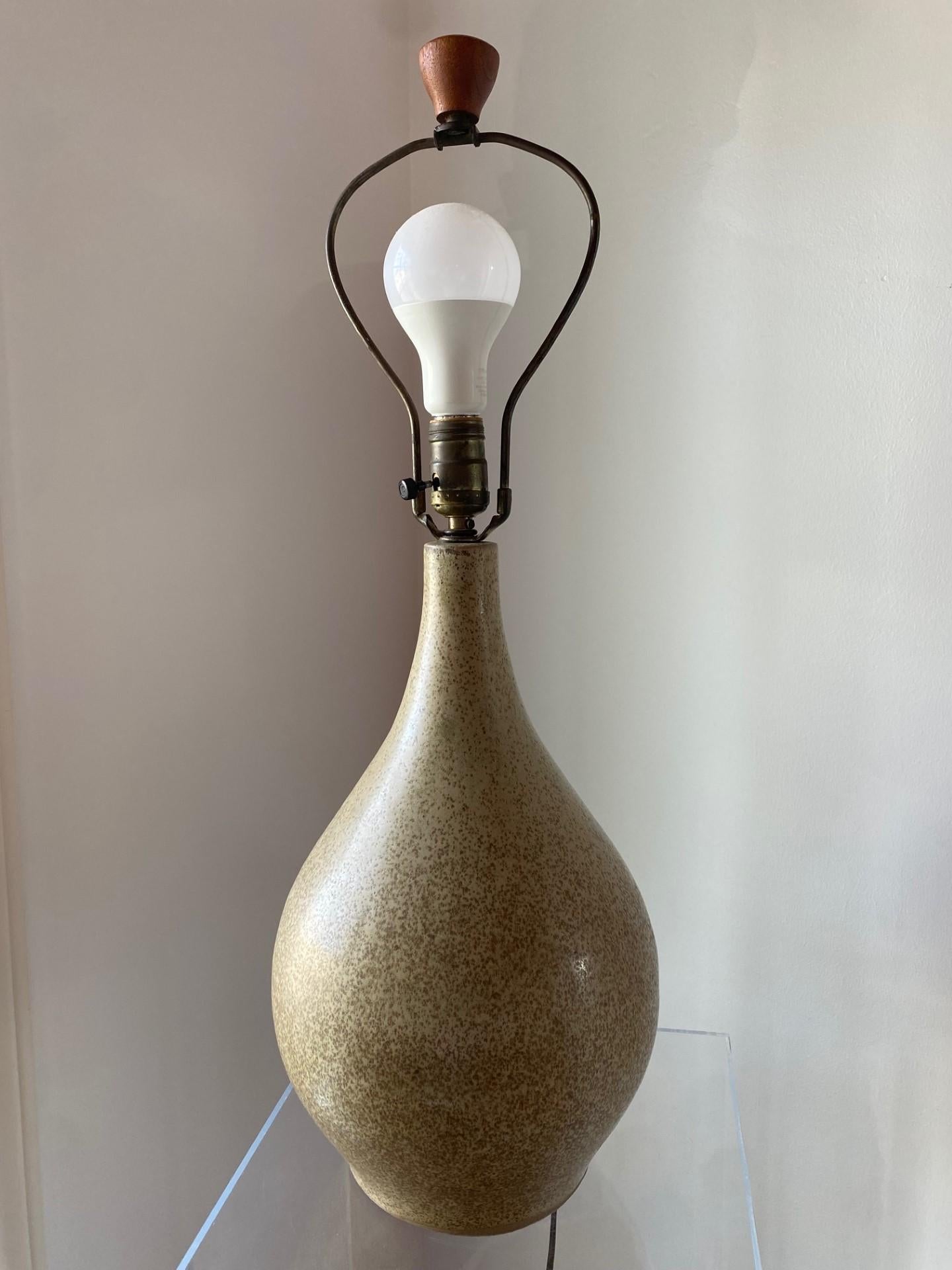 Ceramic Martz M-101 Earth Tone Glazed Teardrop Table Lamp by Marshall Studios Inc