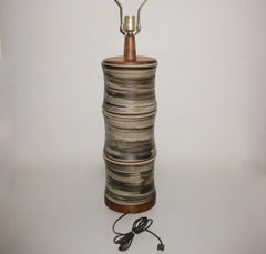 Martz Marshall Studio Pottery and Teak Wood, Mid-Century Modern Table Lamp