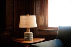 Martz / Marshall Studios Ceramic Pottery Table Lamp, Brown, White, Stoneware