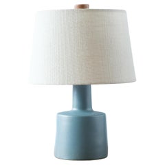 Martz / Marshall Studios Ceramic Pottery Table Lamp — Satin Speckled Pale Blue