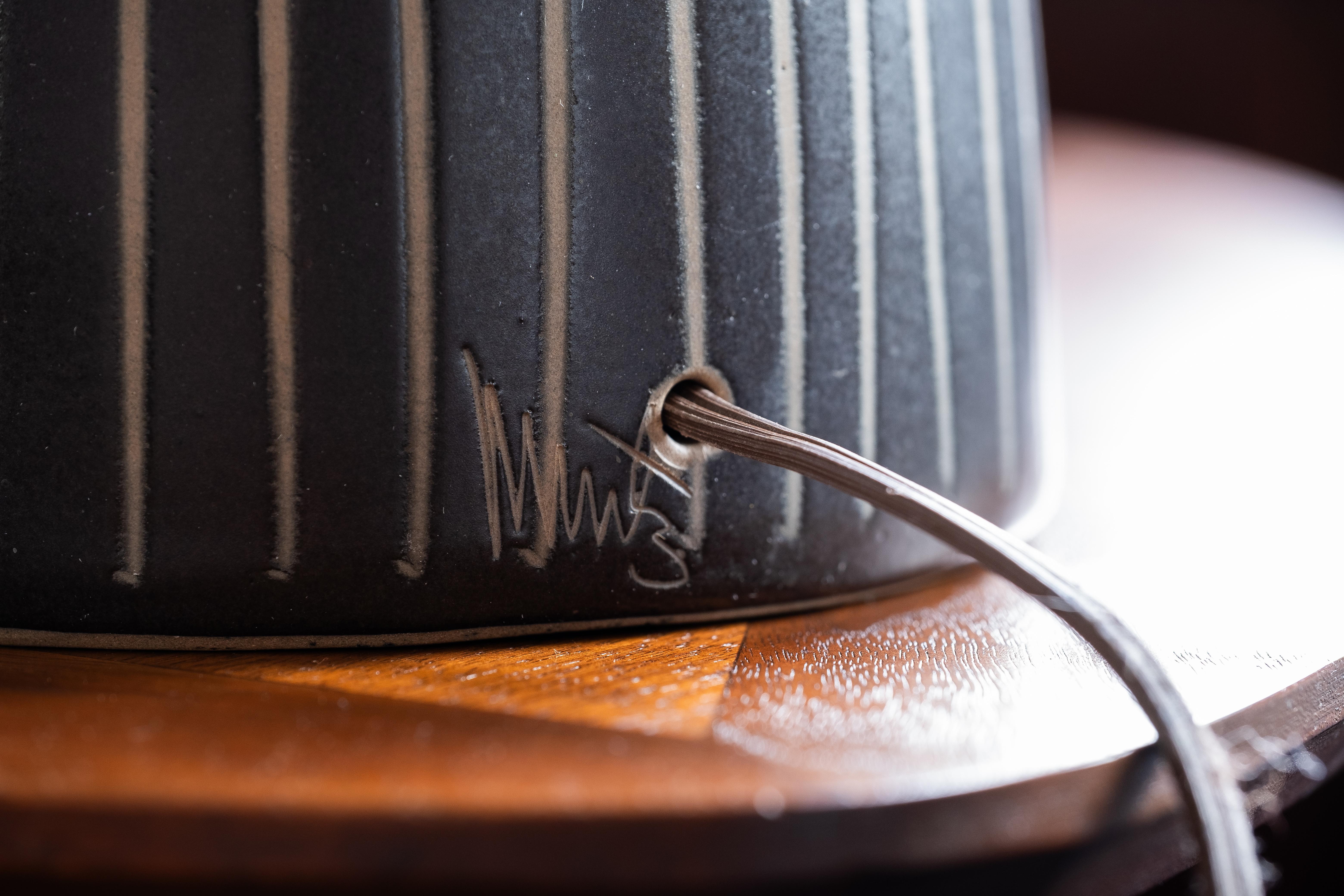 Martz / Marshall Studios Ceramic Table Lamp, Black Glaze with Vertical Stripes 3