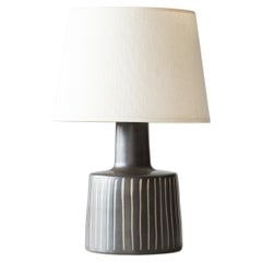 Martz / Marshall Studios Ceramic Table Lamp, Black Glaze with Vertical Stripes