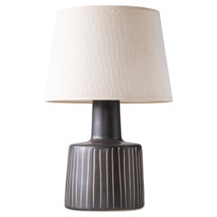 Martz / Marshall Studios Ceramic Table Lamp, Black Glaze with Vertical Stripes