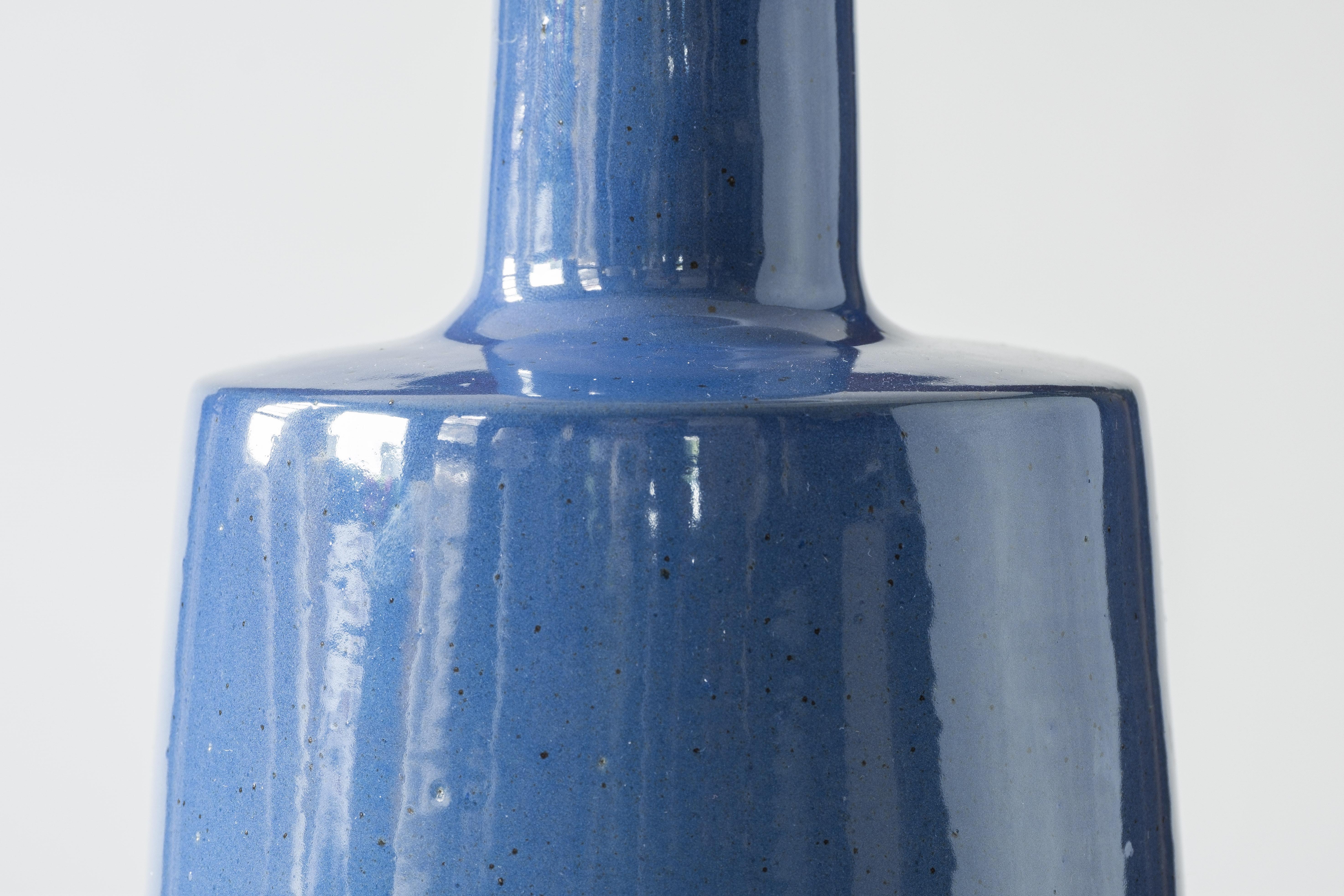 Brass Martz / Marshall Studios Ceramic Table Lamp, Glossy Sapphire Blue Glaze