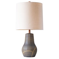Martz / Marshall Studios Ceramic Table Lamp — Kintsugi Repair Black Glaze