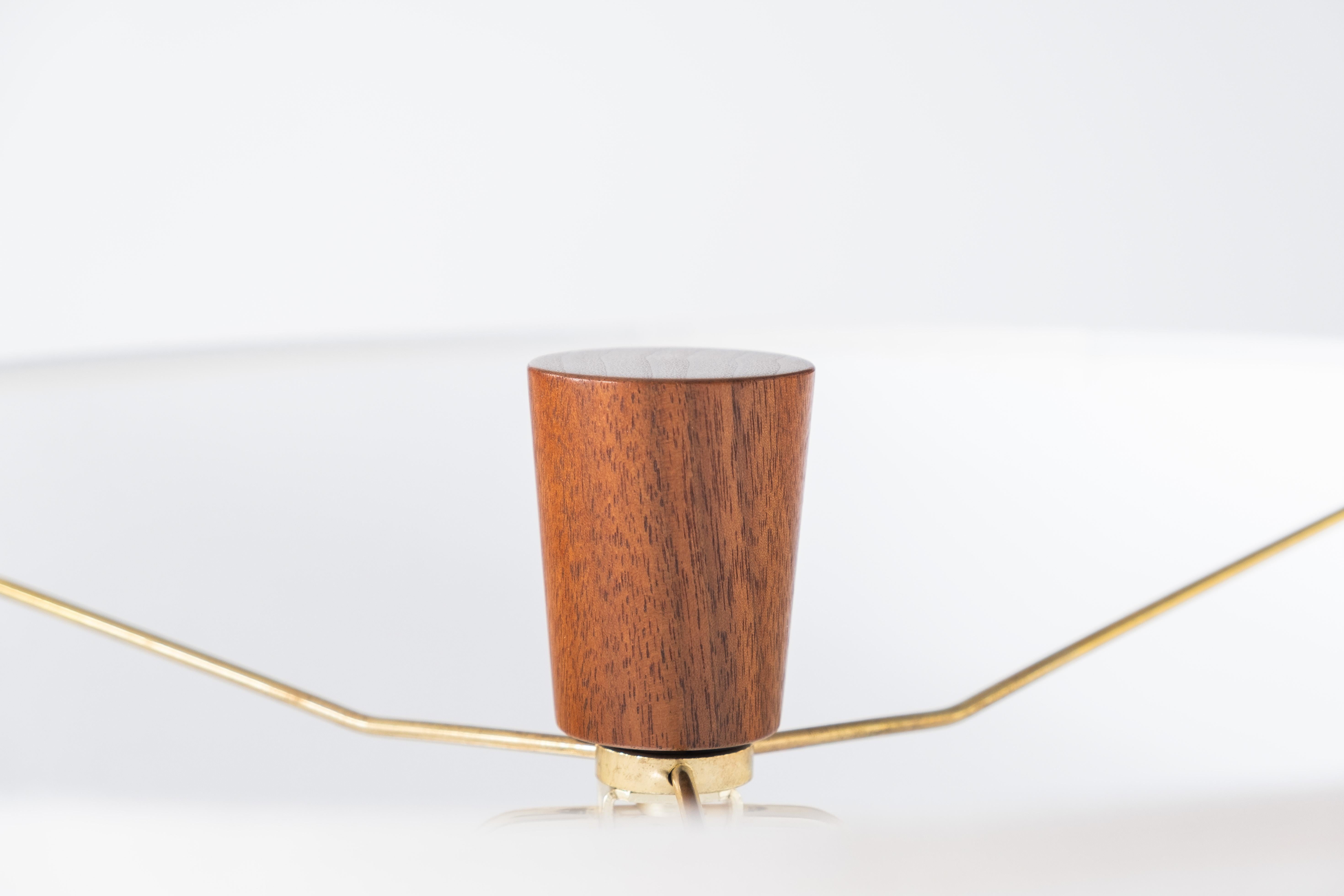 Martz / Marshall Studios Ceramic Table Lamp, Matte White Glaze with Walnut Base For Sale 2