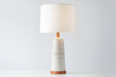 Martz / Marshall Studios Ceramic Table Lamp, Matte White Glaze with Walnut Base