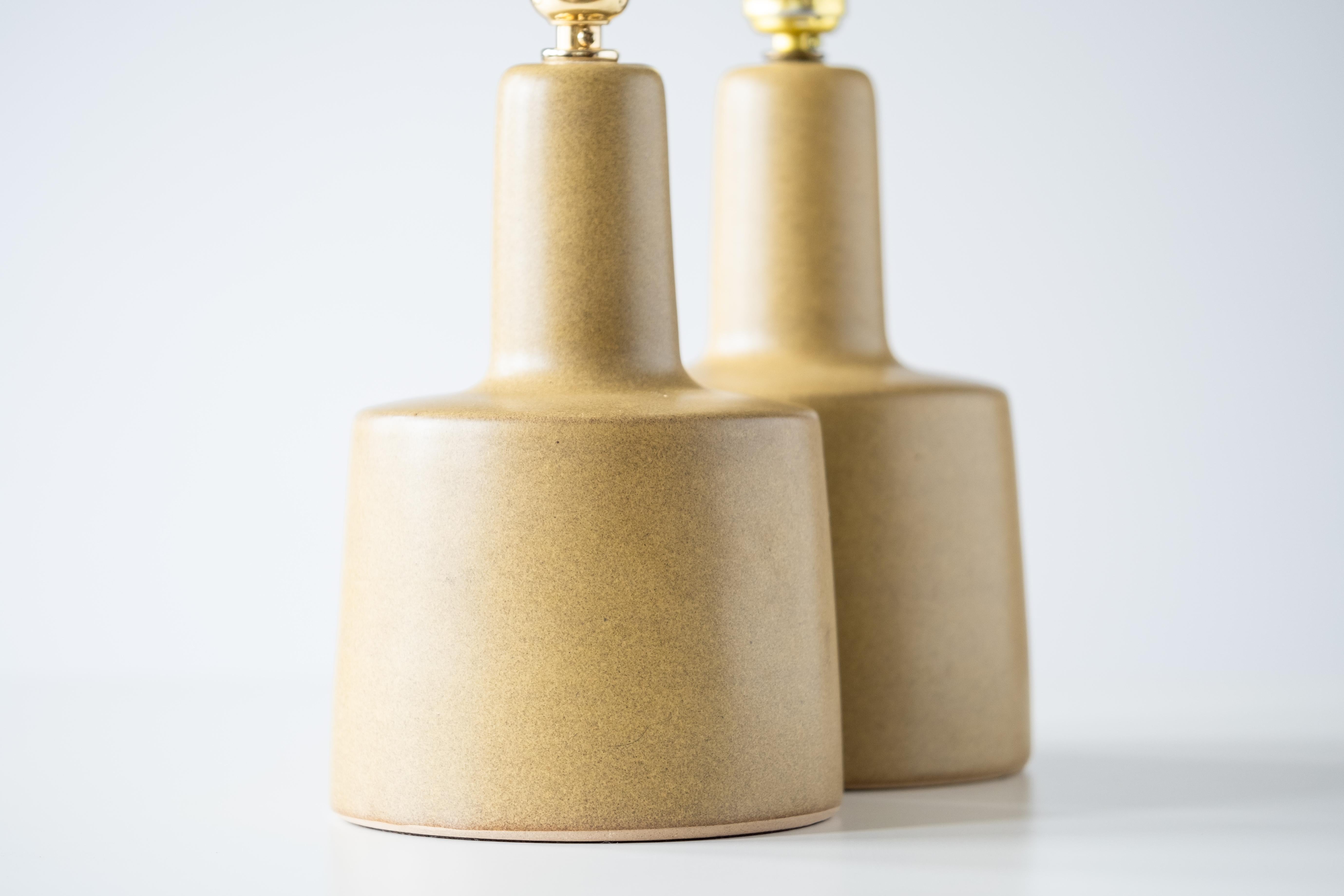 Martz / Marshall Studios Ceramic Table Lamp Pair, Matte Yellow Ochre Glaze 3