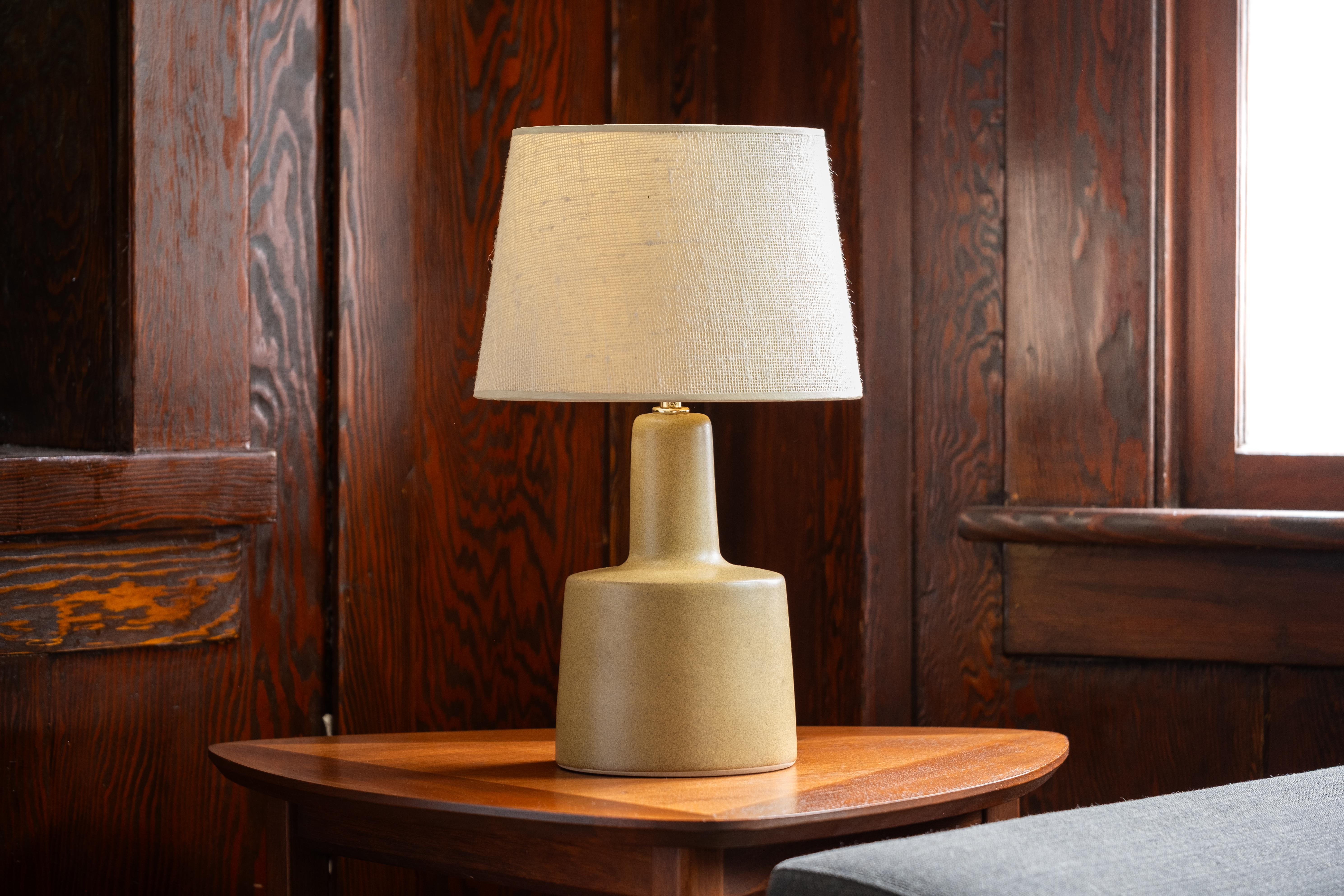 Mid-Century Modern Martz / Marshall Studios Ceramic Table Lamp Pair, Matte Yellow Ochre Glaze