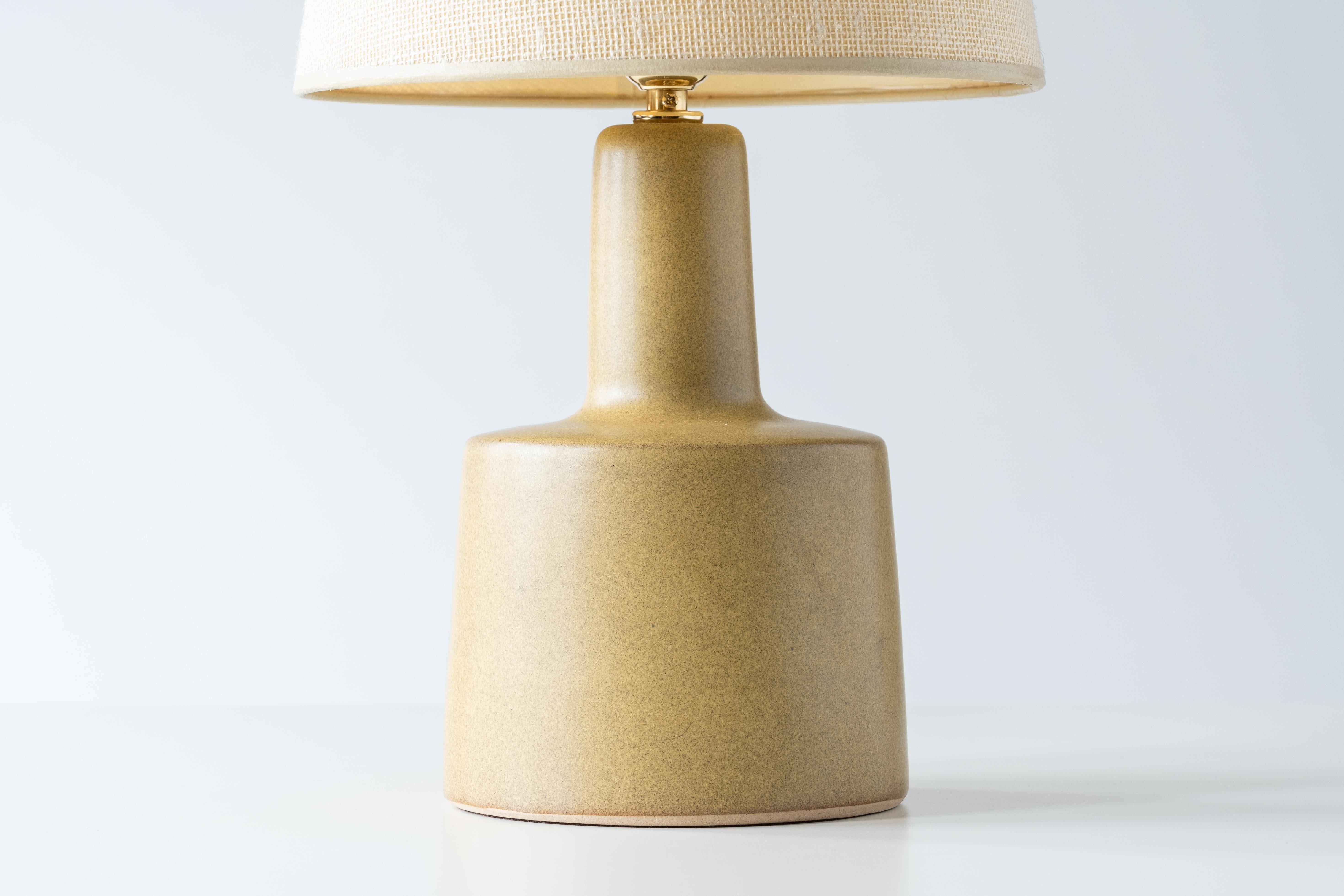 Mid-20th Century Martz / Marshall Studios Ceramic Table Lamp Pair, Matte Yellow Ochre Glaze