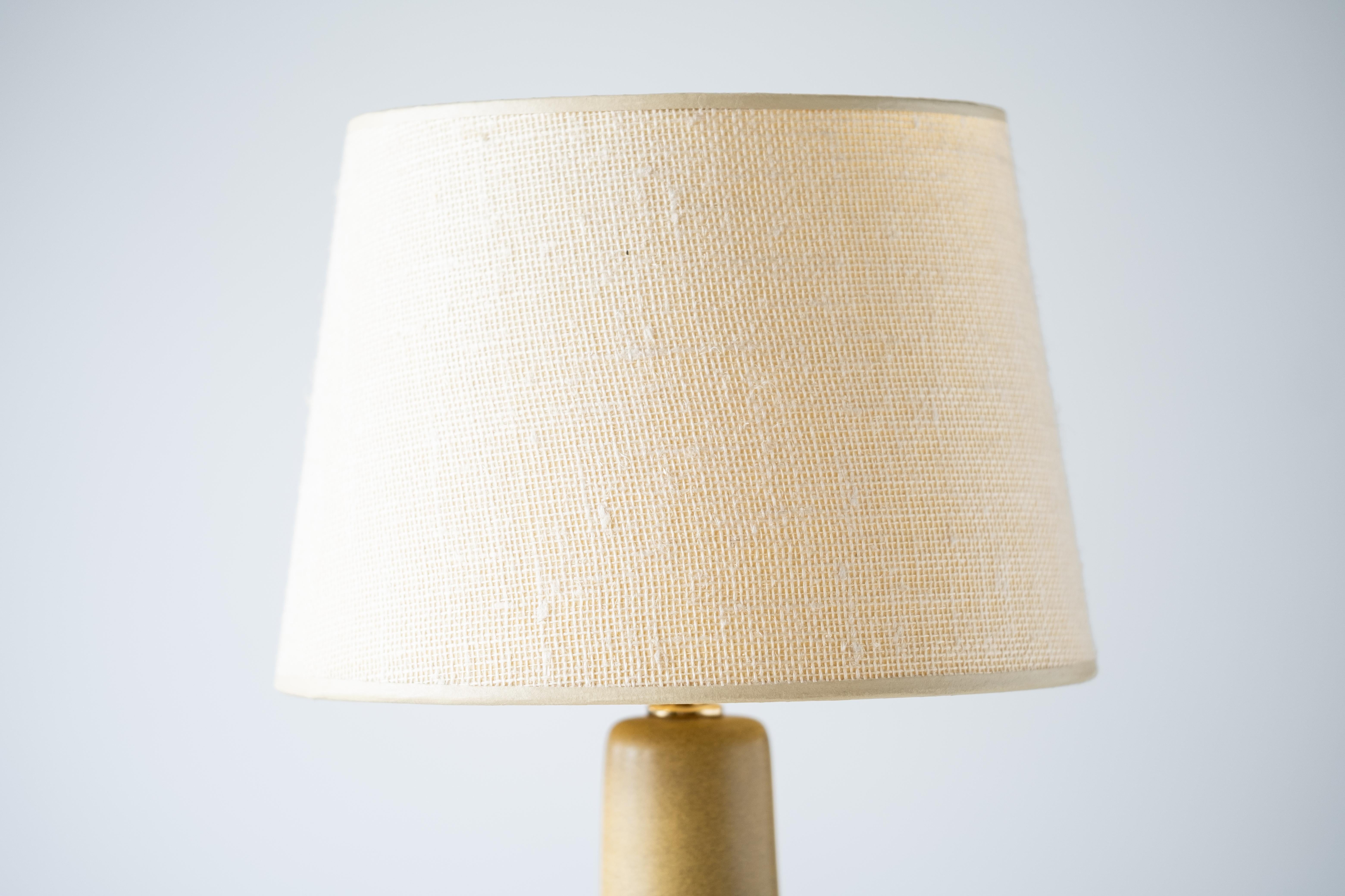 Martz / Marshall Studios Ceramic Table Lamp Pair, Matte Yellow Ochre Glaze 2