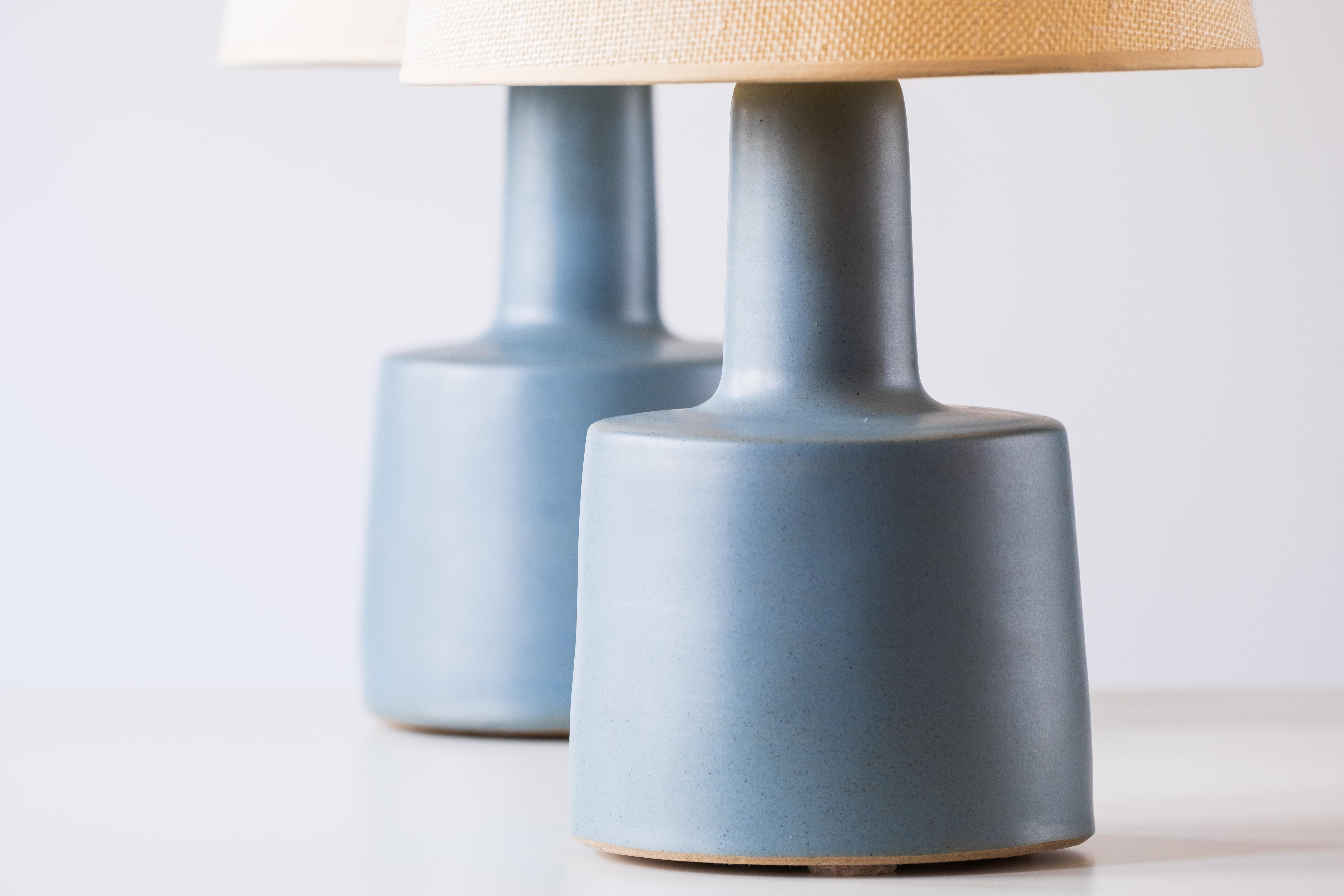 Mid-20th Century Martz / Marshall Studios Ceramic Table Lamp Pair, Robins Egg Blue Glaze