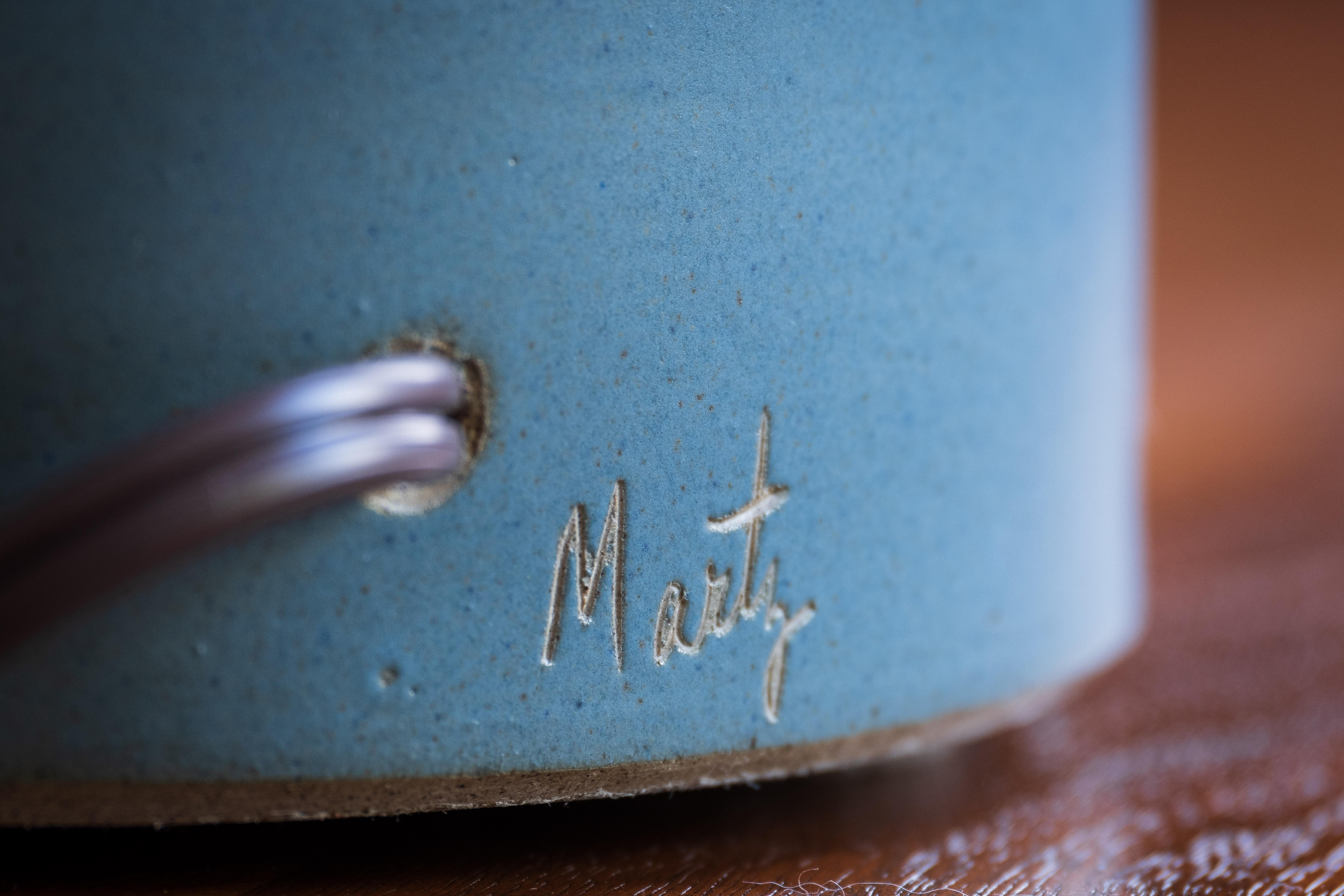 Martz / Marshall Studios Ceramic Table Lamp Pair, Robins Egg Blue Glaze 1
