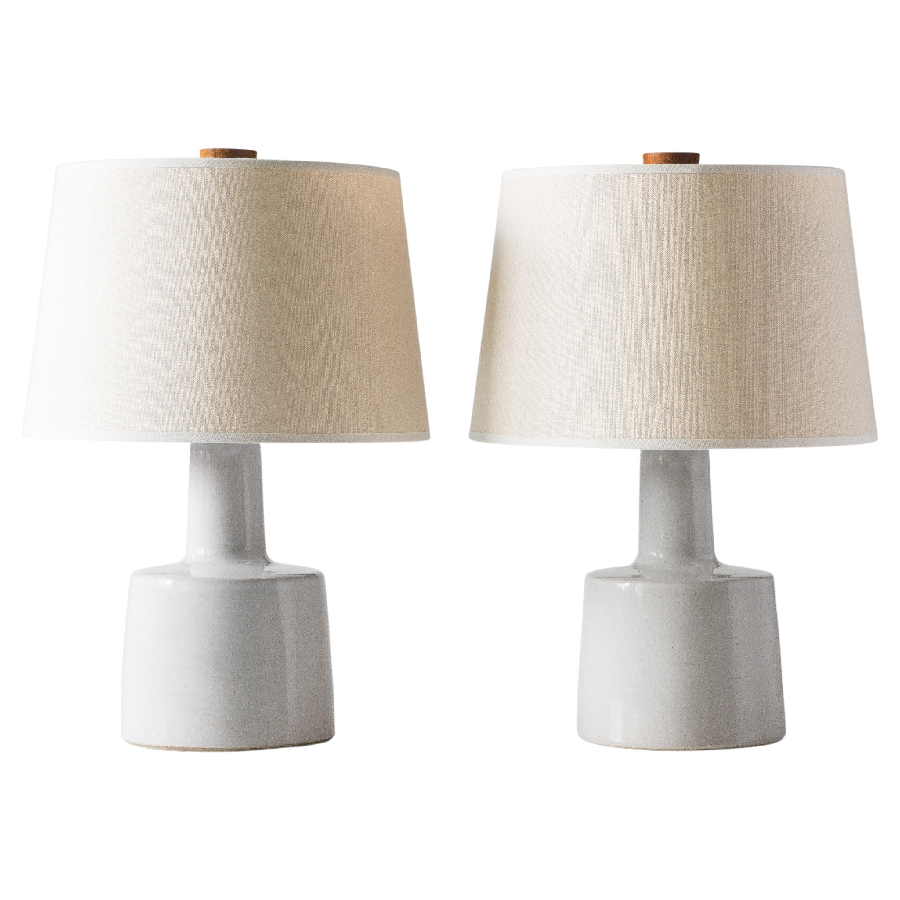 Martz / Marshall Studios Ceramic Table Lamp Pair, White Glossy Glaze