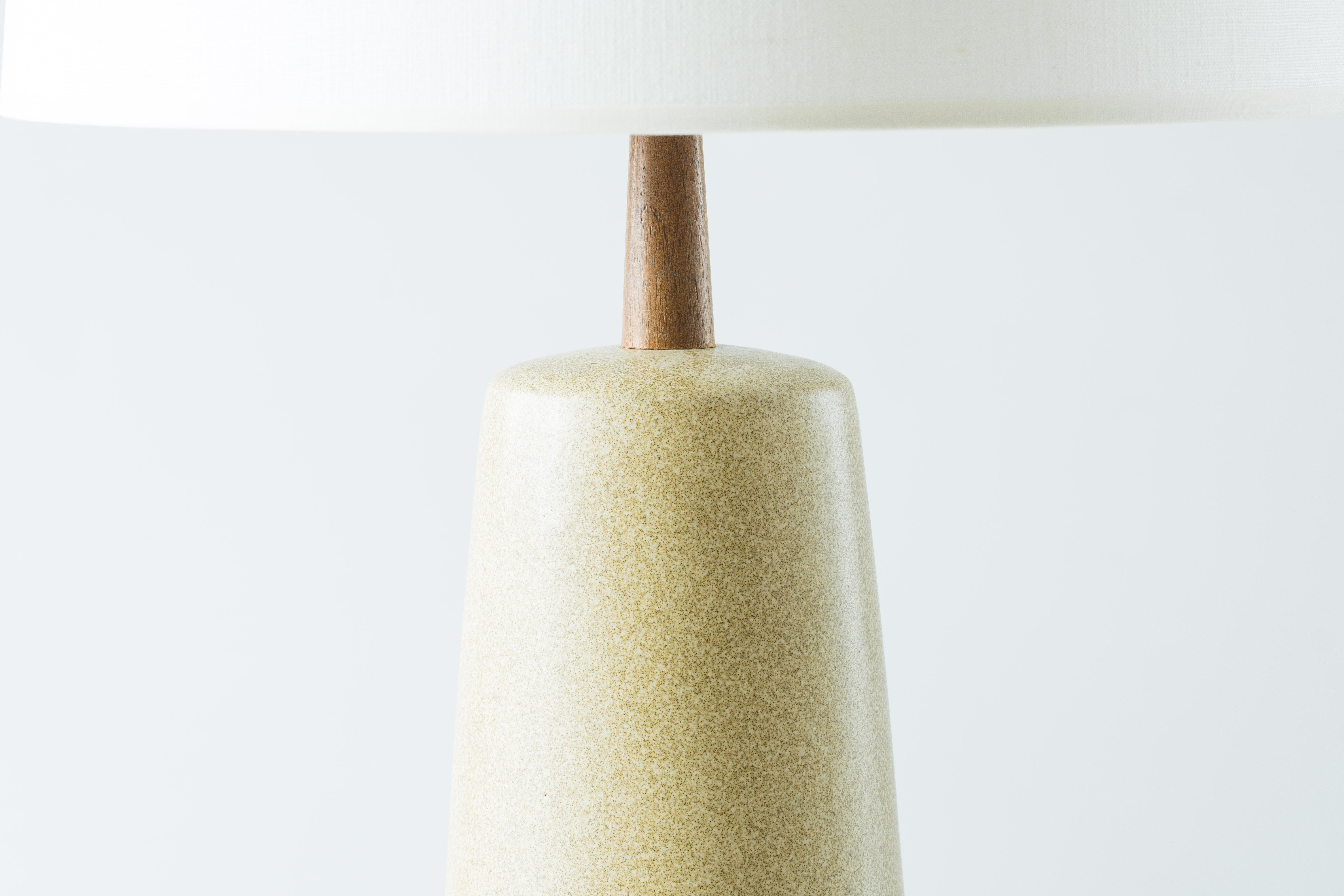 Brass Martz / Marshall Studios Ceramic Table Lamp, Tan Sand Glaze
