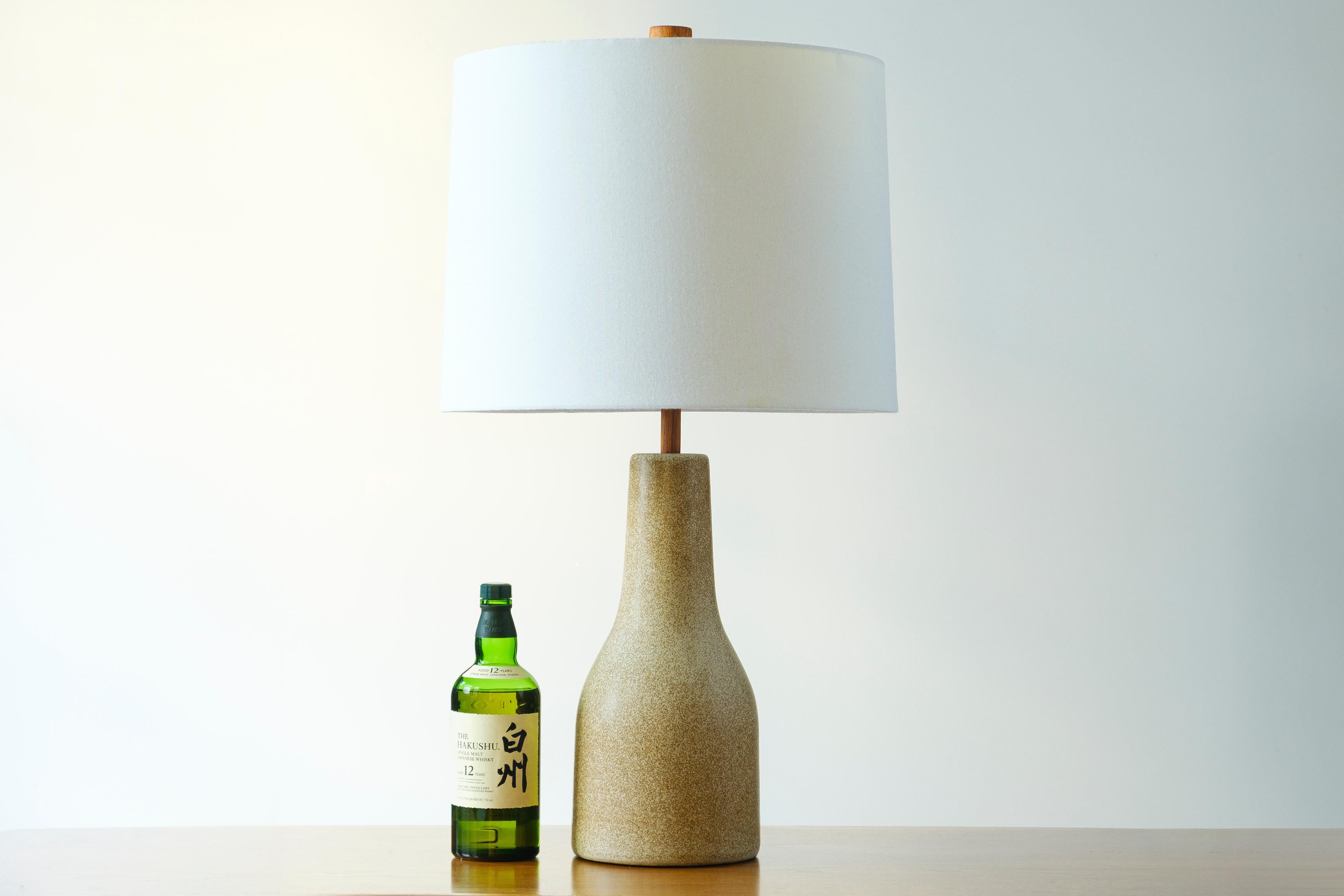 American Martz / Marshall Studios Ceramic Table Lamp, Tan with tiny Neck