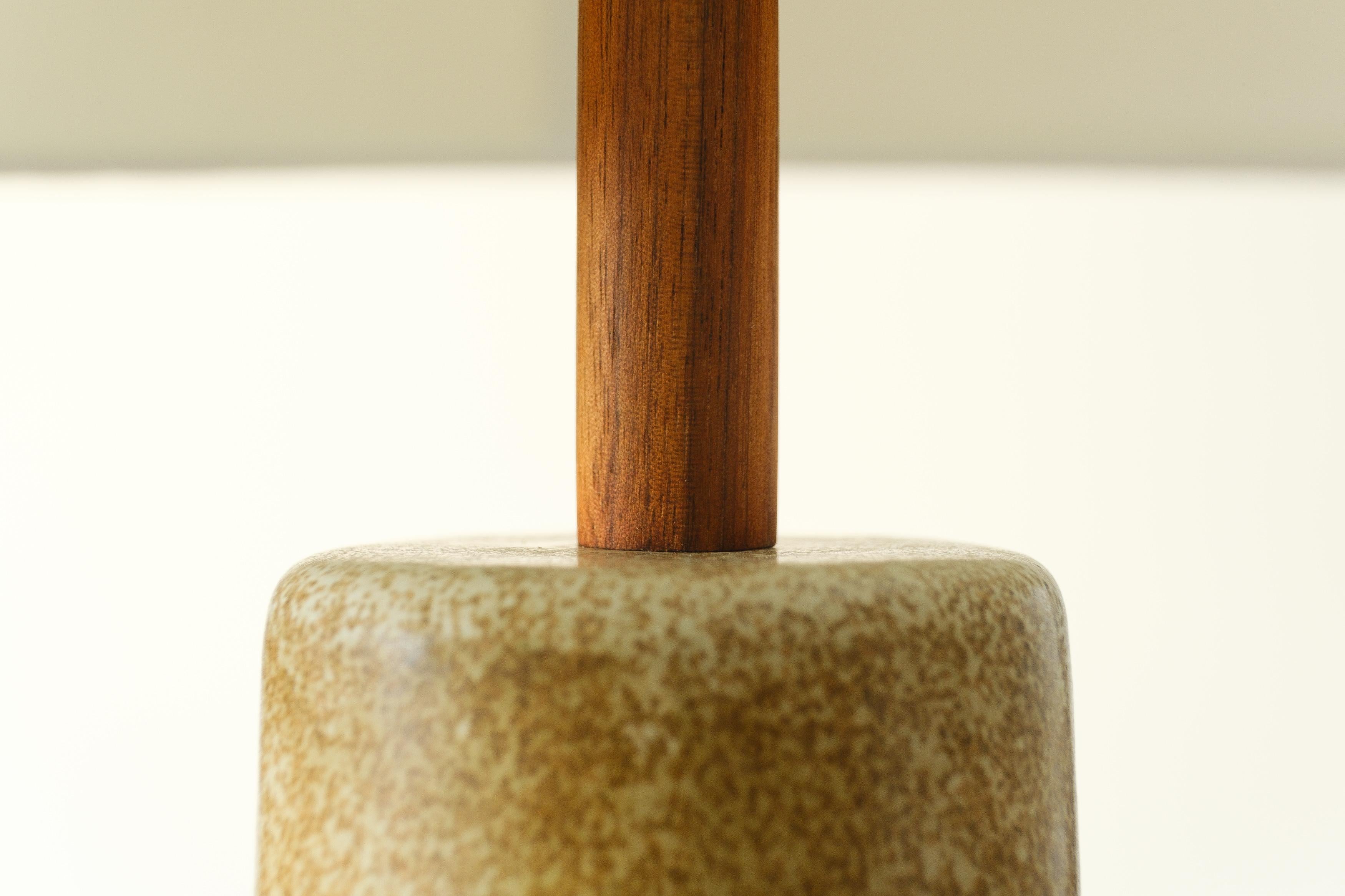 Brass Martz / Marshall Studios Ceramic Table Lamp, Tan with tiny Neck