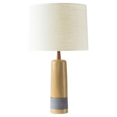 Martz / Marshall Studios Ceramic Table Lamp, Tan / Yellow Glaze with Stripe