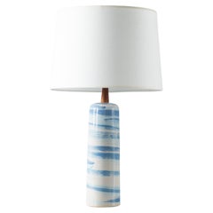 Martz / Marshall Studios Ceramic Table Lamp, White / Blue Swirl
