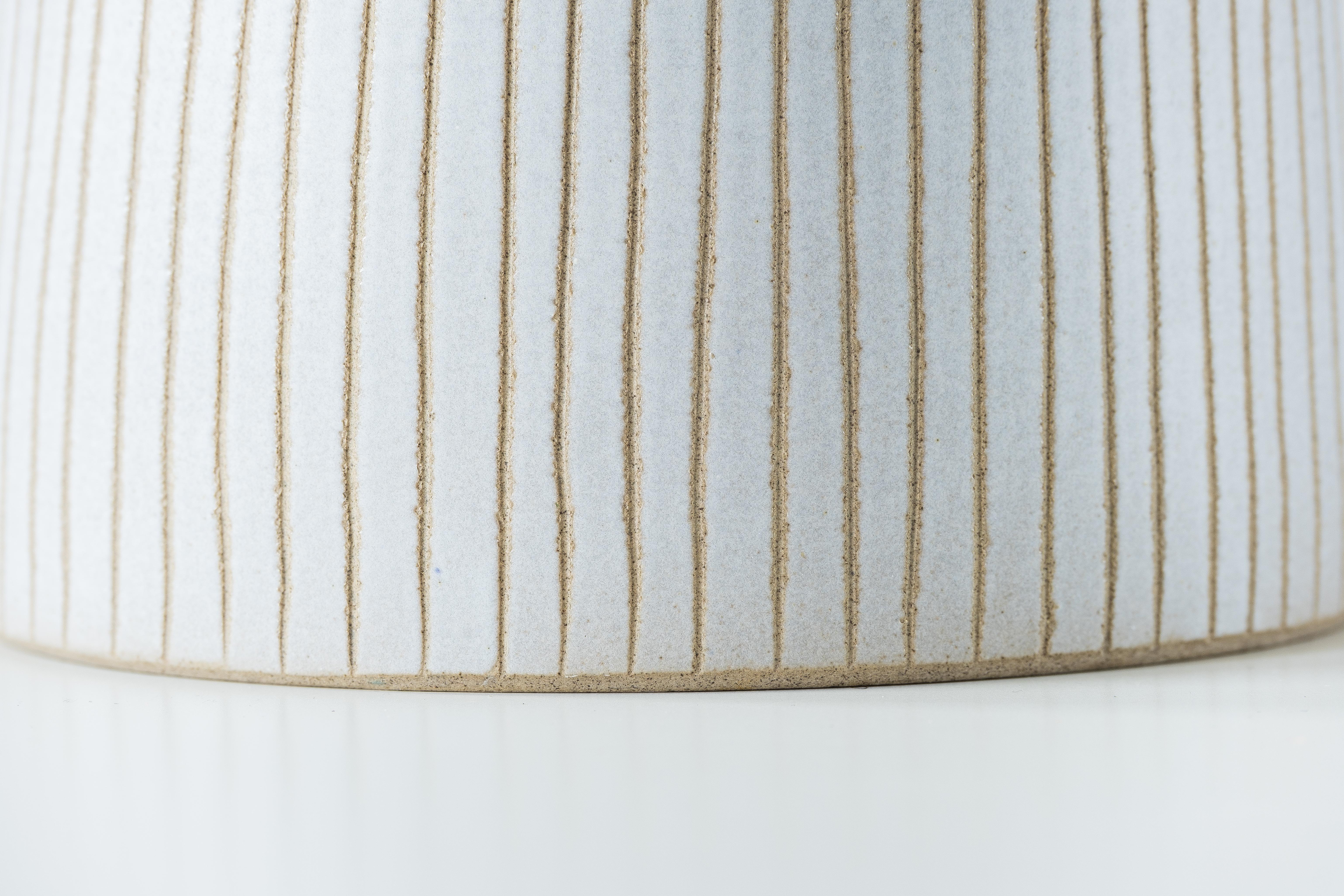 Mid-20th Century Martz / Marshall Studios Ceramic Table Lamp, White Glaze with Vertical Stripes