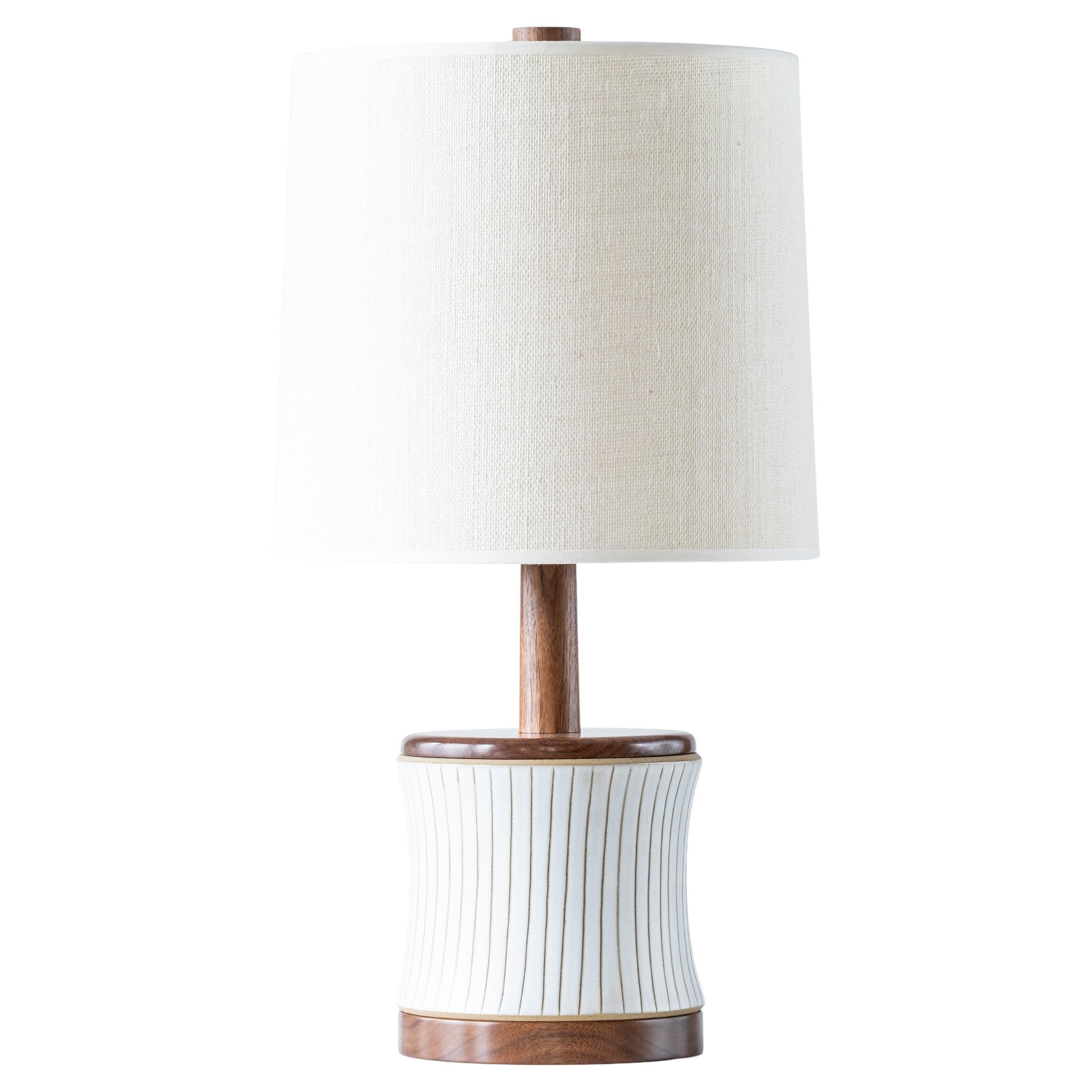 Martz / Marshall Studios Ceramic Table Lamp—White Glaze w/ Vertical Stripes