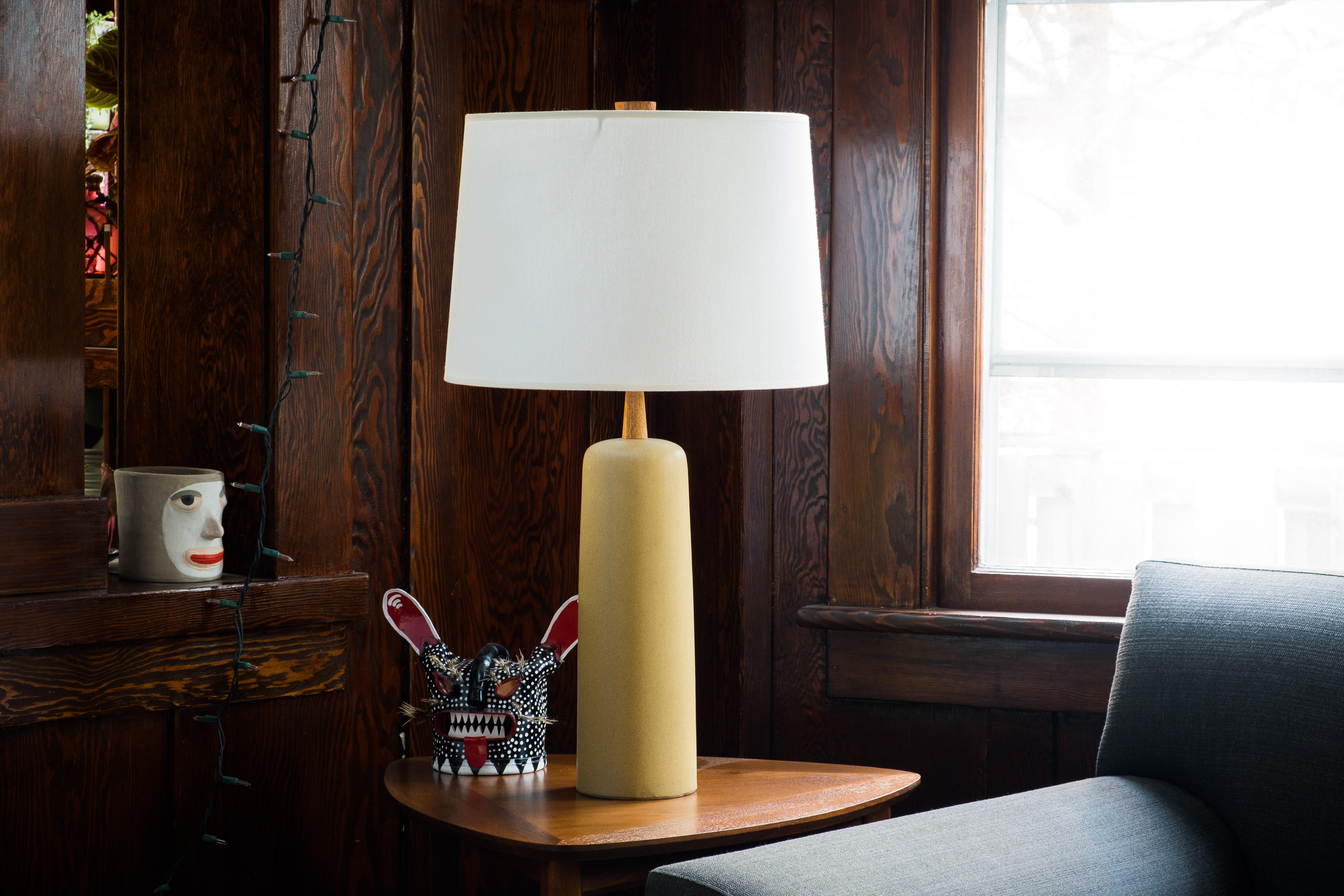 American Martz / Marshall Studios Ceramic Table Lamp, Yellow Ochre Glaze