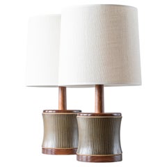 Lampade da tavolo in ceramica di Marshall Studios - Greene & Greene con strisce verticali