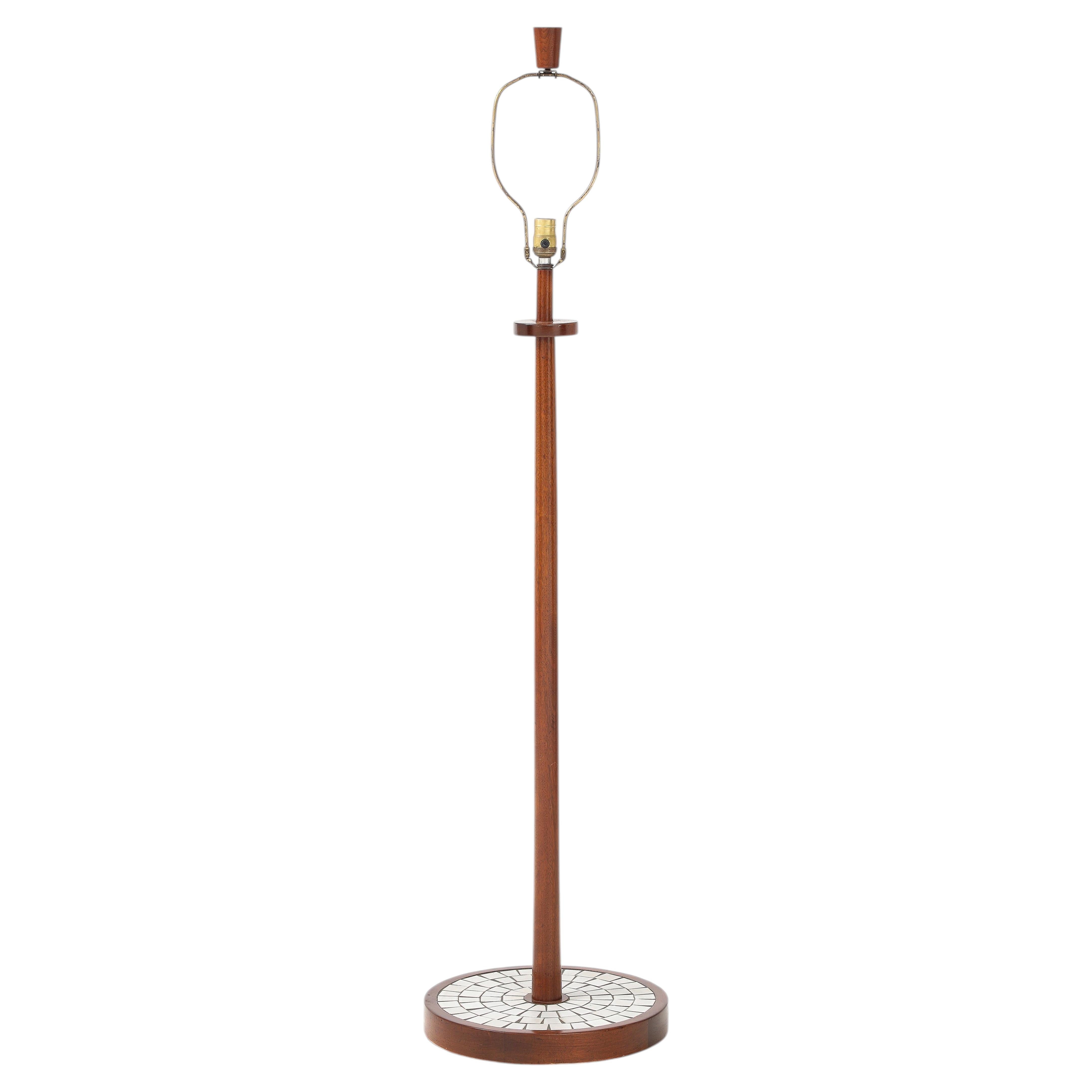 Martz Marshall Studios Ceramis Tile And Walnut Floor Lamp For Sale