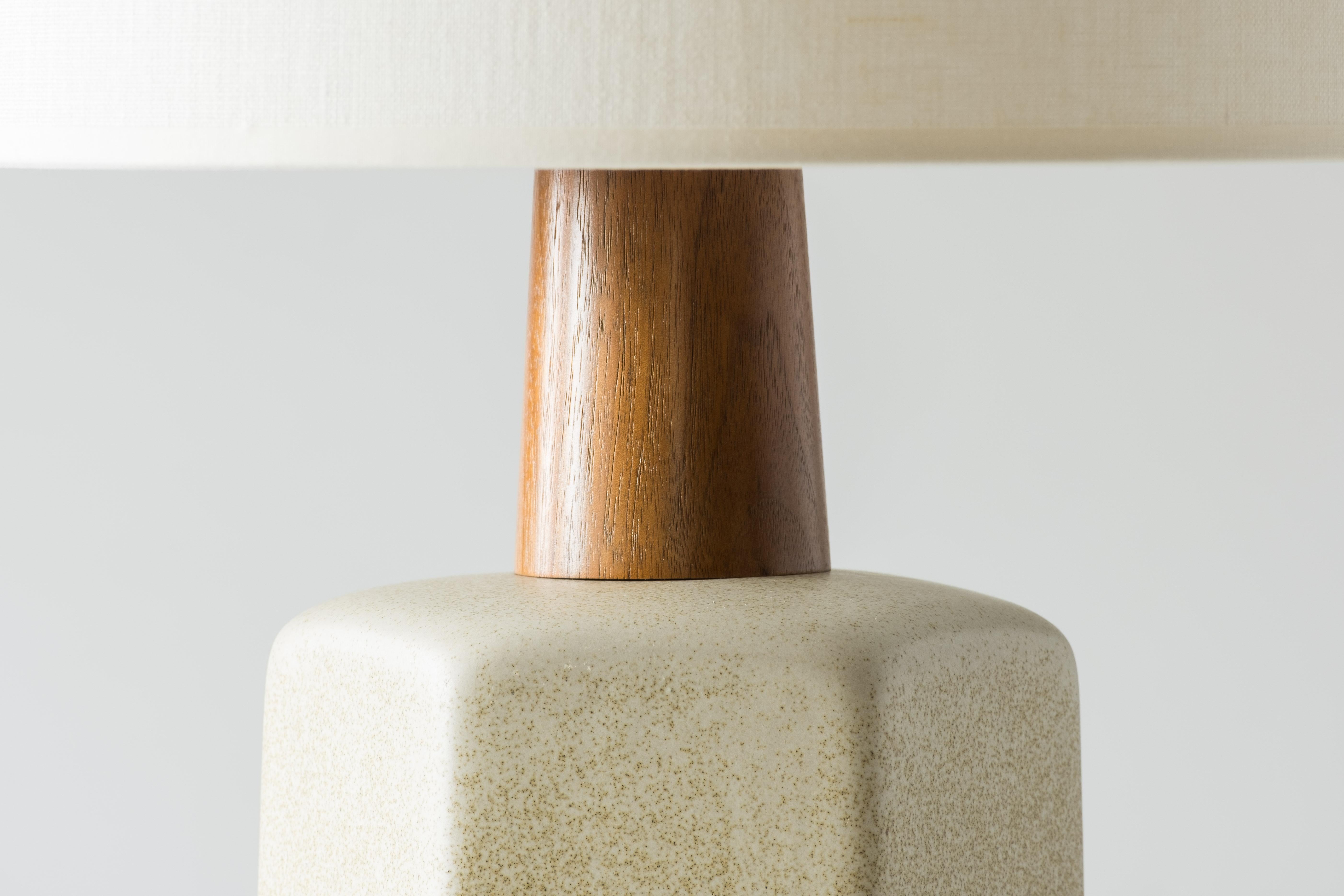 Late 20th Century Martz / Marshall Studios Hexagon Table Lamp—Cream Sand Glaze