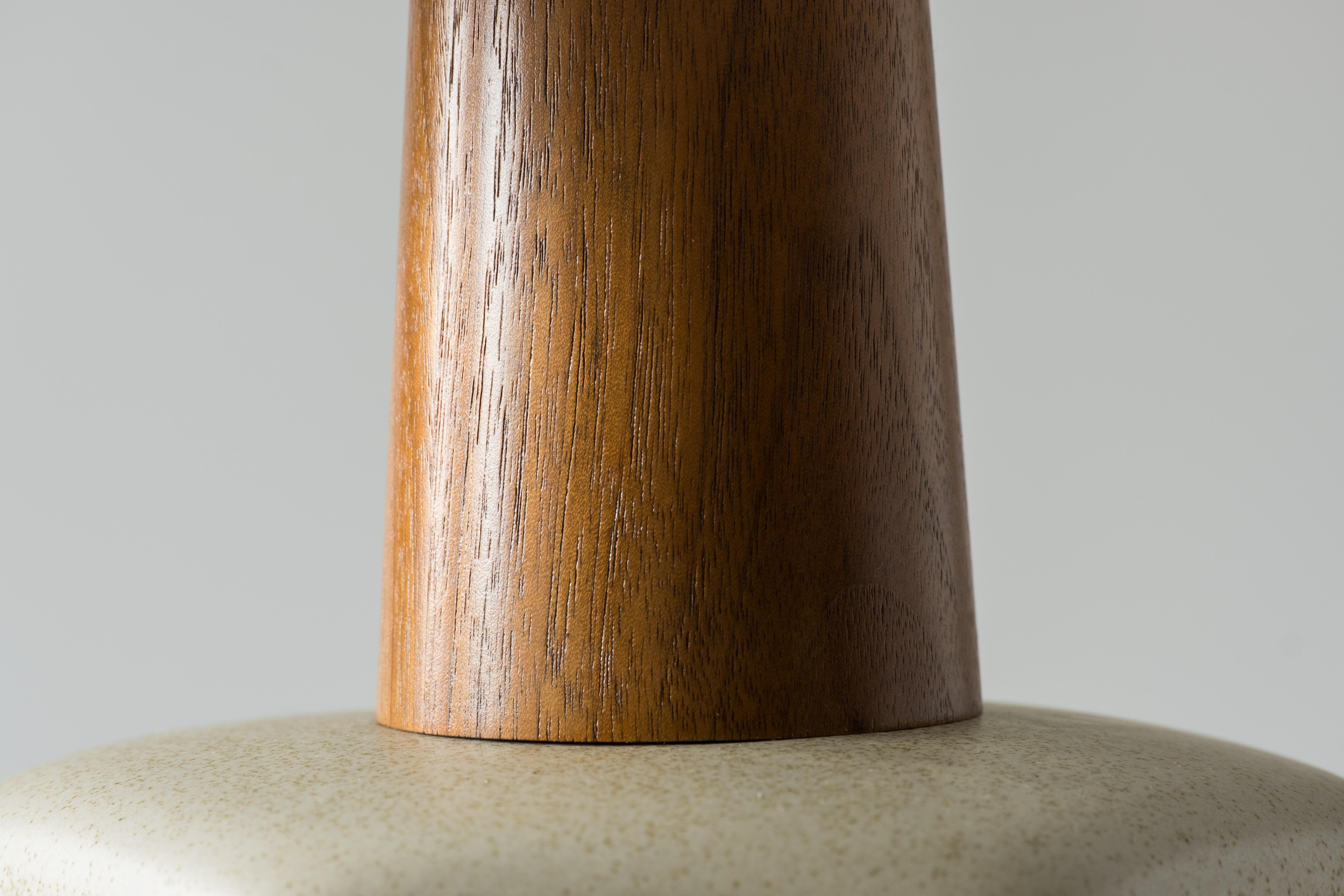 Brass Martz / Marshall Studios Hexagon Table Lamp—Cream Sand Glaze