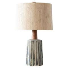 Martz / Marshall Studios Hexagon Table Lamp—Green Copper / Incised Lines Design