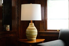 Martz / Marshall Studios Mid Century Ceramic Table Lamp, Pale Yellow / Brown
