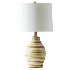 Martz / Marshall Studios Mid Century Ceramic Table Lamp, Pale Yellow / Brown