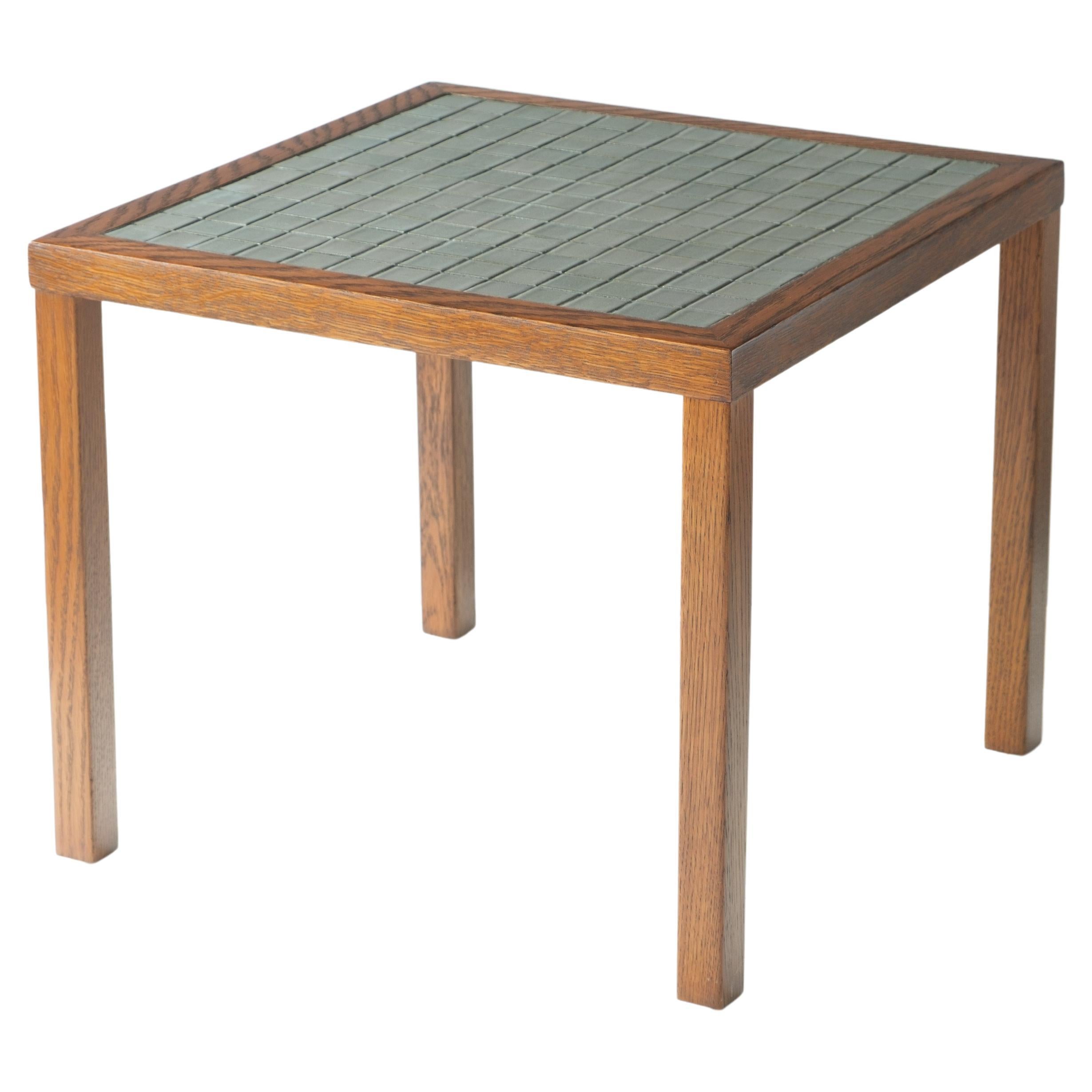 Martz / Marshall Studios Tile Topped Dark Oak End Table / Plant Stand For  Sale at 1stDibs