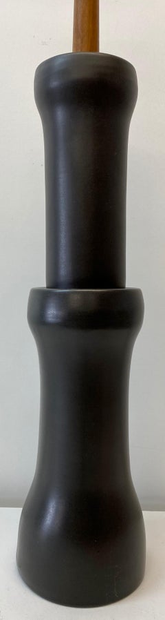 Martz Mid Century Large Scale Brown Glazed Ceramic Table Lamp