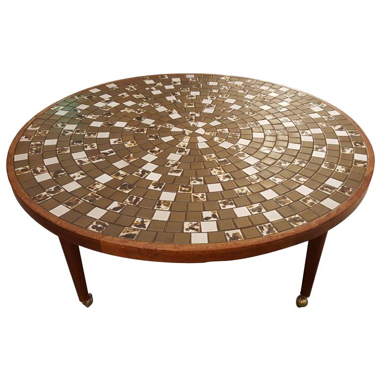Mosaic Tile Sunburst Coffee Table at 1stDibs