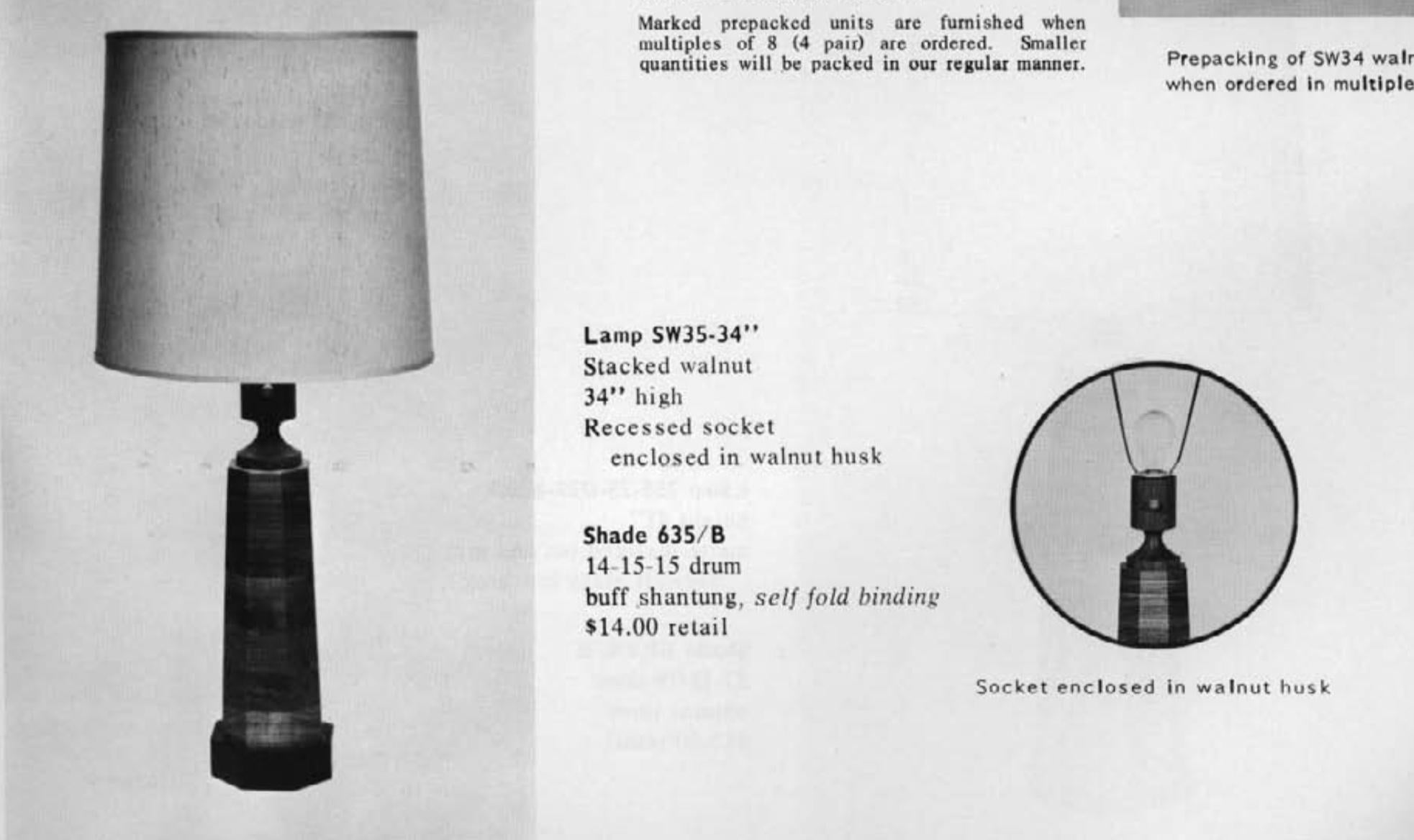 Milieu du XXe siècle Lampe de bureau Martz Nº SW35, Pile octogonale en noyer américain, Marshall Studios en vente