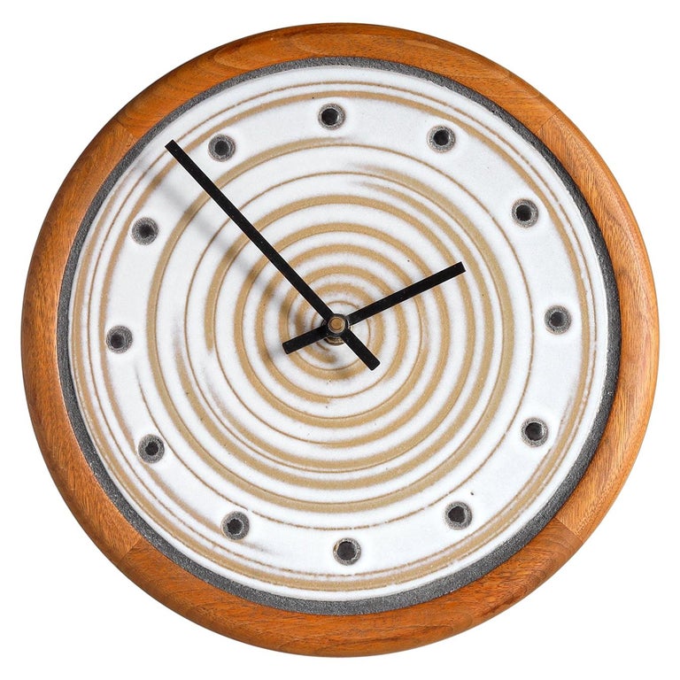 Martz Pottery and Walnut Wall Clock, Jane and Gordon Martz Marshall