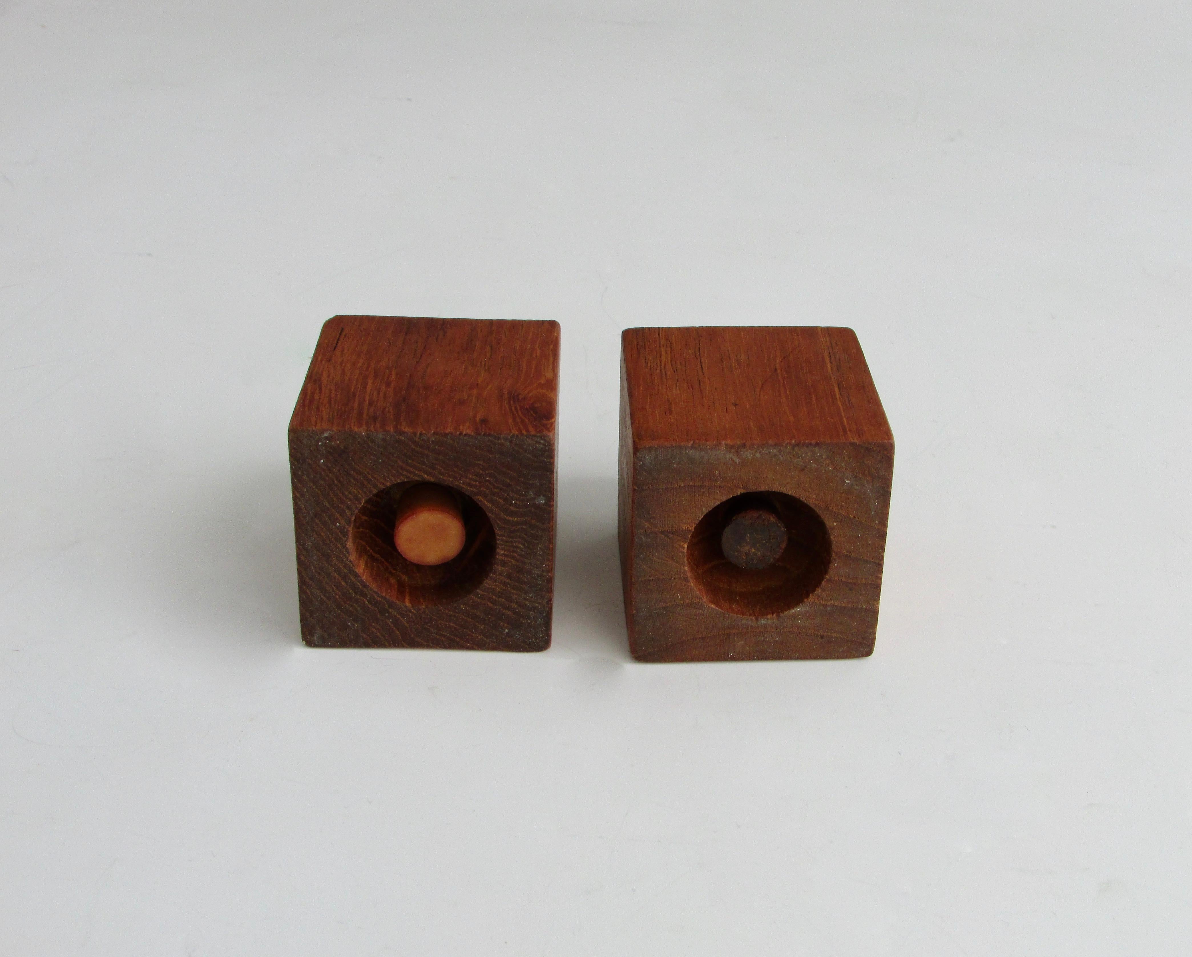 American Martz Studio Style Walnut with Black and White Dot Salt Pepper Shakers