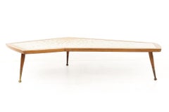 Martz Style Mid Century Boomerang Tile Top Sunburst Mosiac Coffee Table