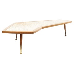 Martz Style Mid Century Boomerang Tile Top Sunburst Mosiac Coffee Table