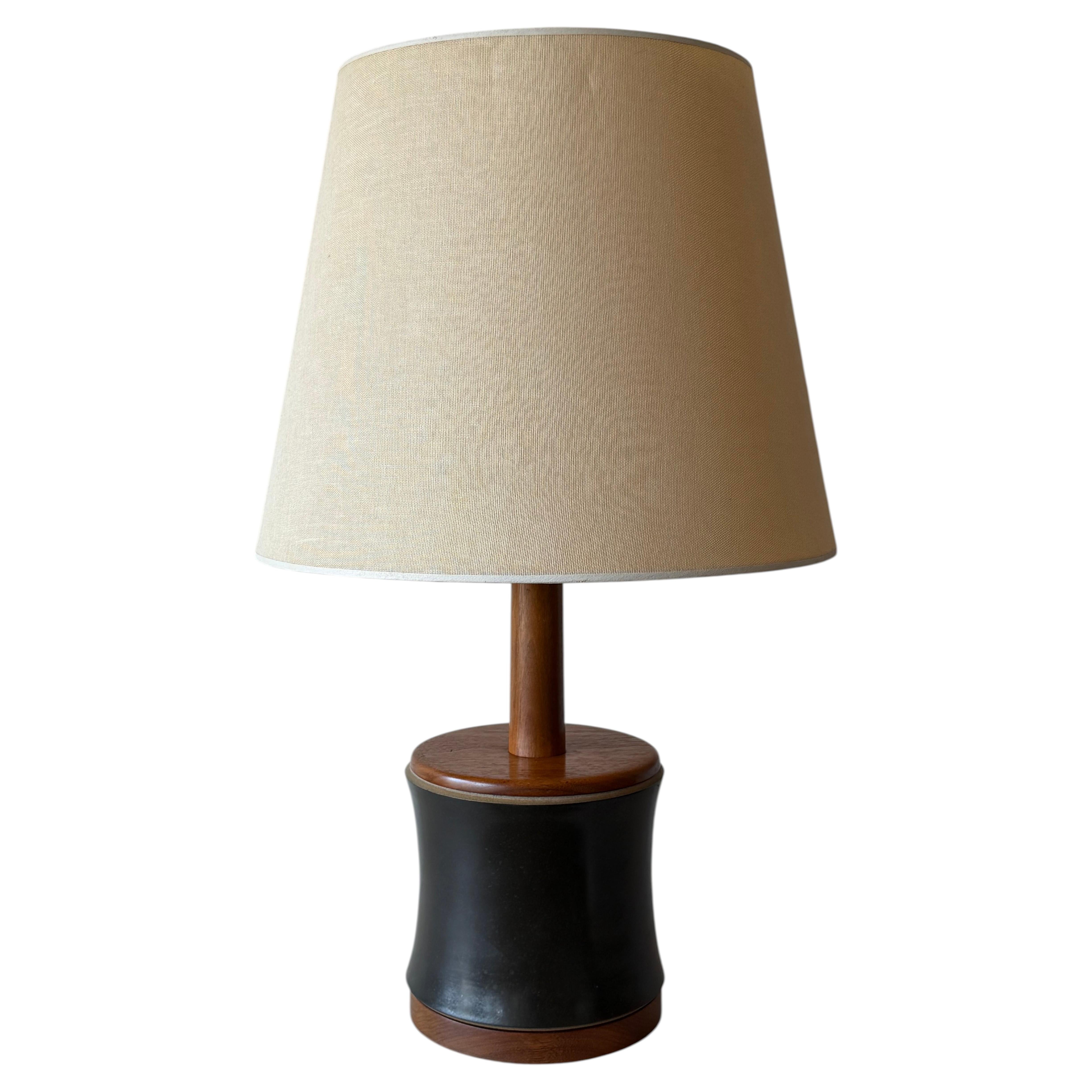 Martz Table Lamp Ceramic Bamboo Walnut ca' 1960's For Sale