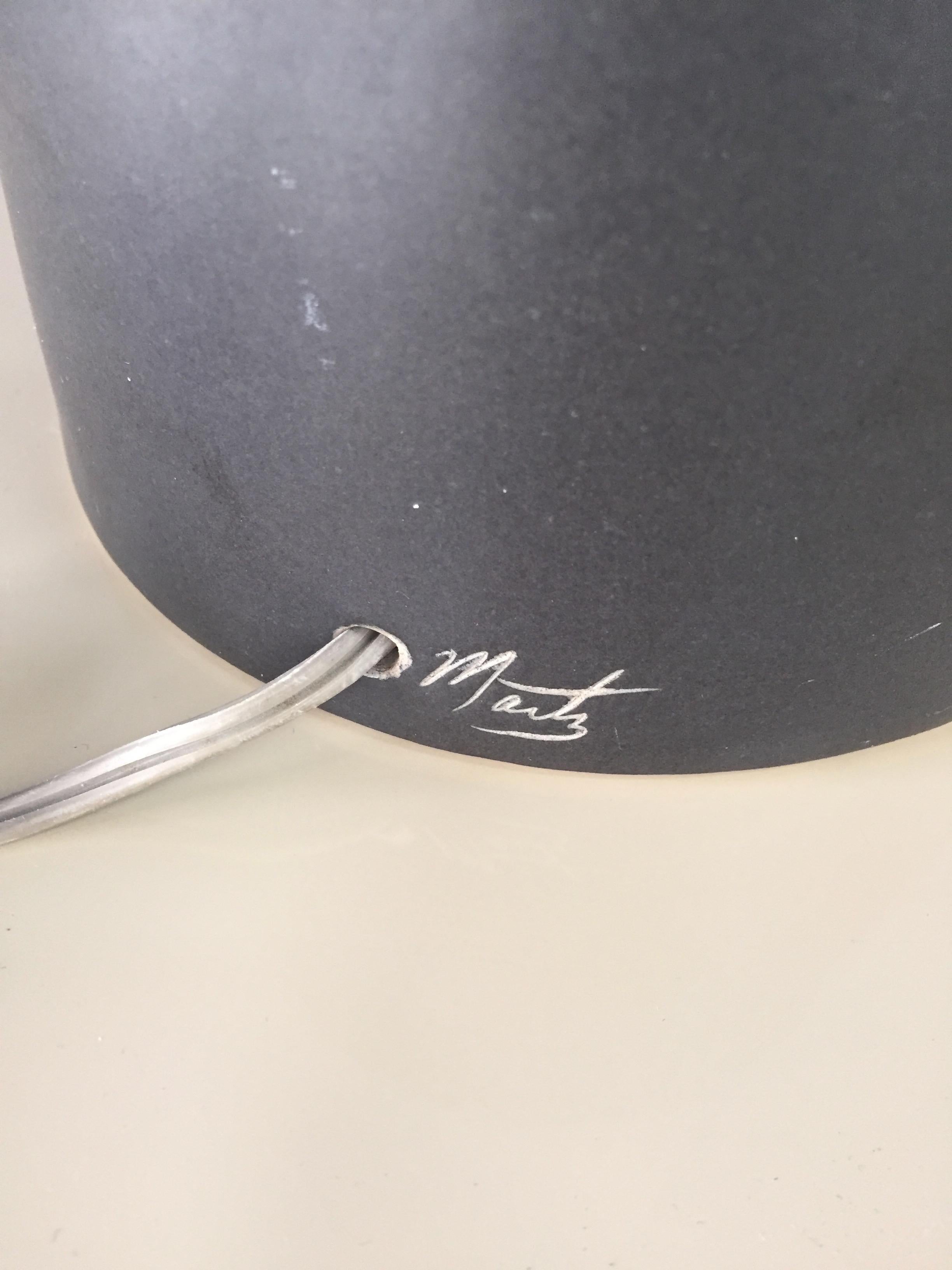 Martz Table Lamp with Gunmetal Glaze, Midcentury In Excellent Condition In Philadelphia, PA