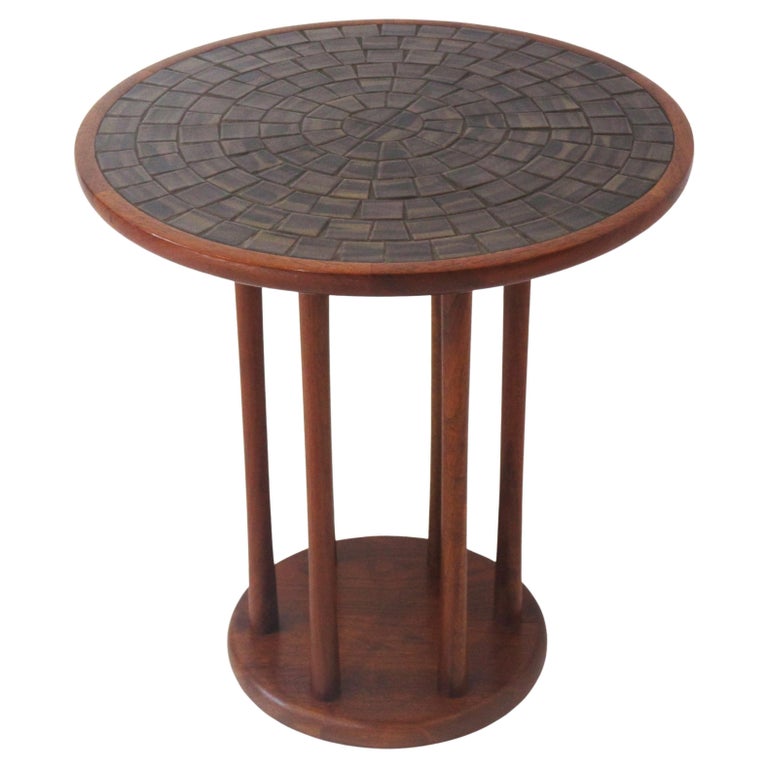 Martz Tile Top Walnut Side / End Table by Marshal Studio For Sale at