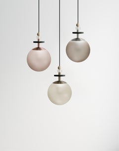 Maru 10" Globe Light - Medium Bead Stack - shown in Cream Globe, Copper Hardware